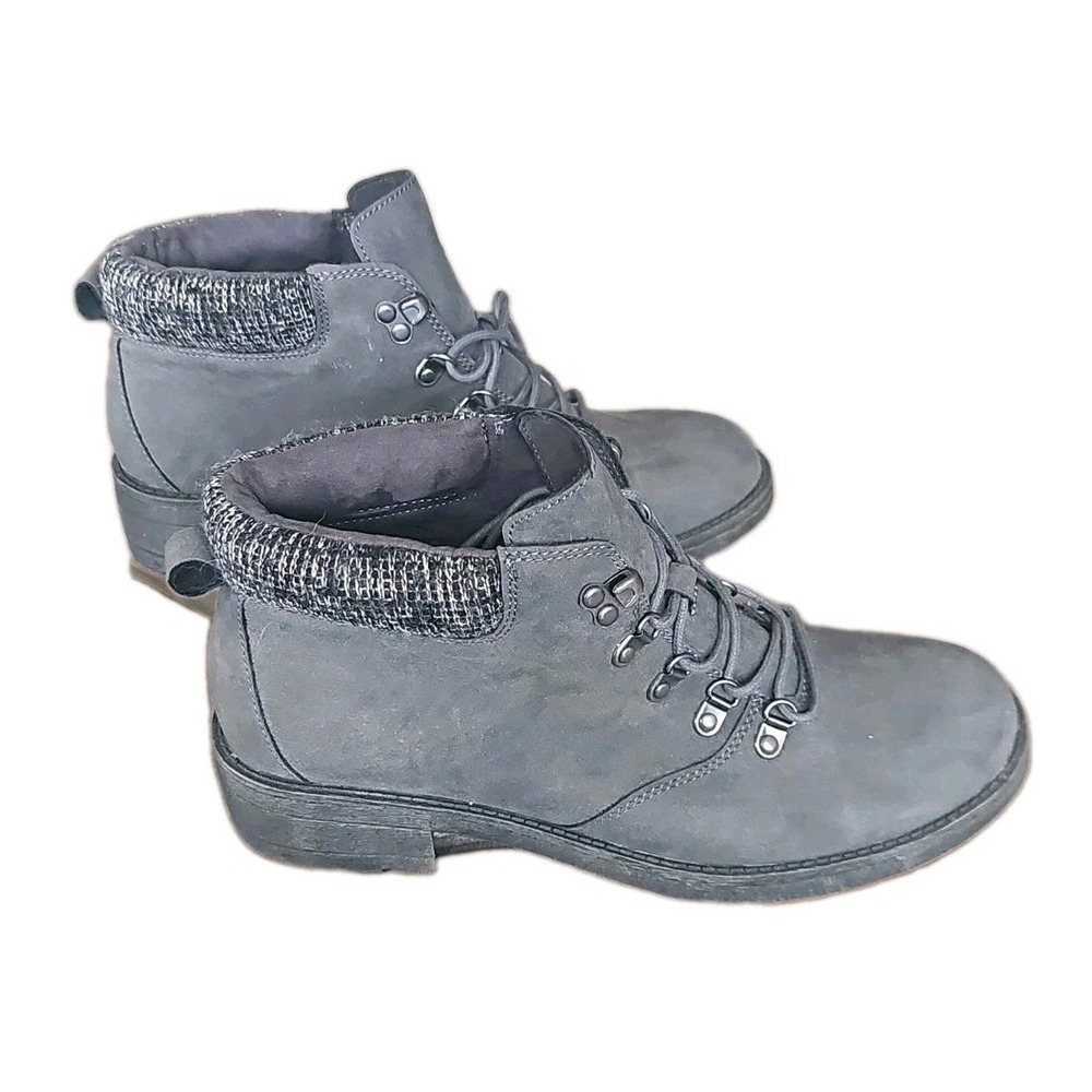 Rocket Dog Pilot Ankle Boots Gray Lace Up Knit Cuff Gorpocore Grunge Outdoorsy